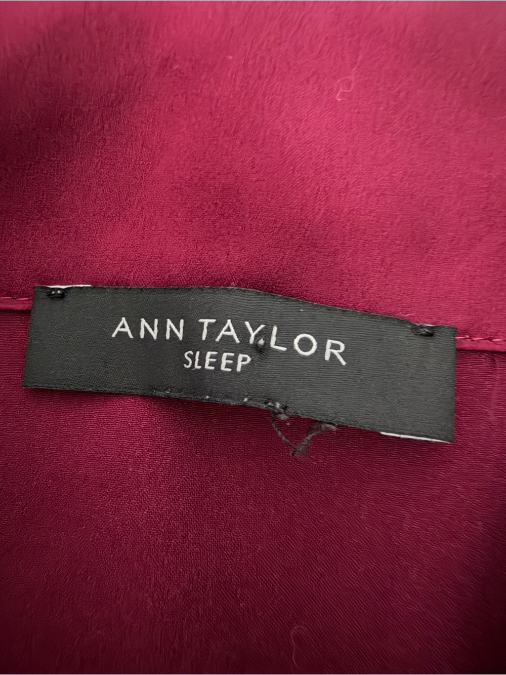 Ann Taylor Silky Satin-Style Burgundy Pajama Set with Red Trim Medium - Picture 3 of 5